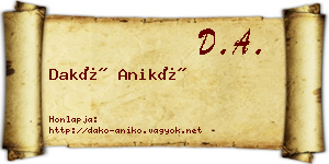 Dakó Anikó névjegykártya