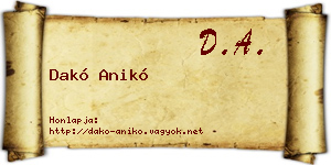 Dakó Anikó névjegykártya